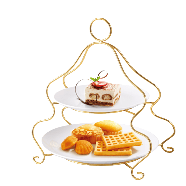 2Tier Serving Holder Golden BRILLIANT Porcelain BR0258