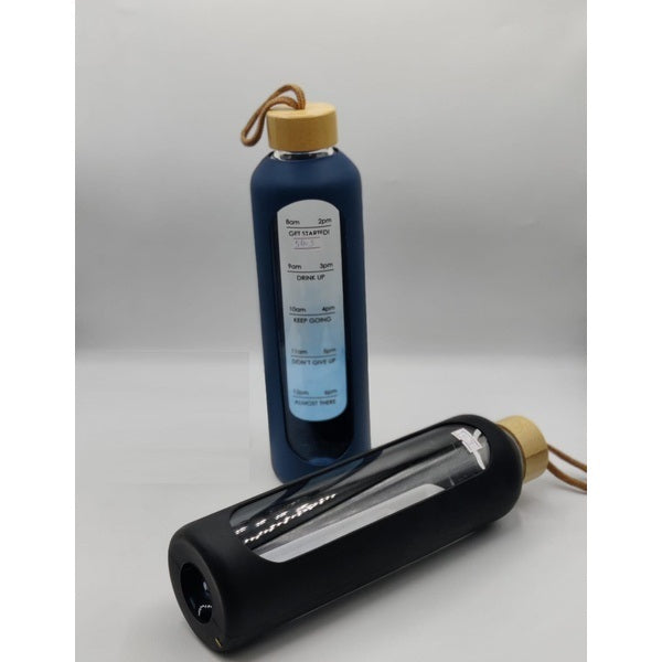 High Borosilicate Glass Water Bottle Drinking Cup Foam Container Water Bottle Glass 1000ml with Time Marker