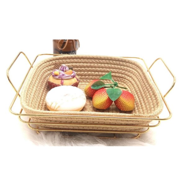 Golden Rectangular Basket - Multiple Use